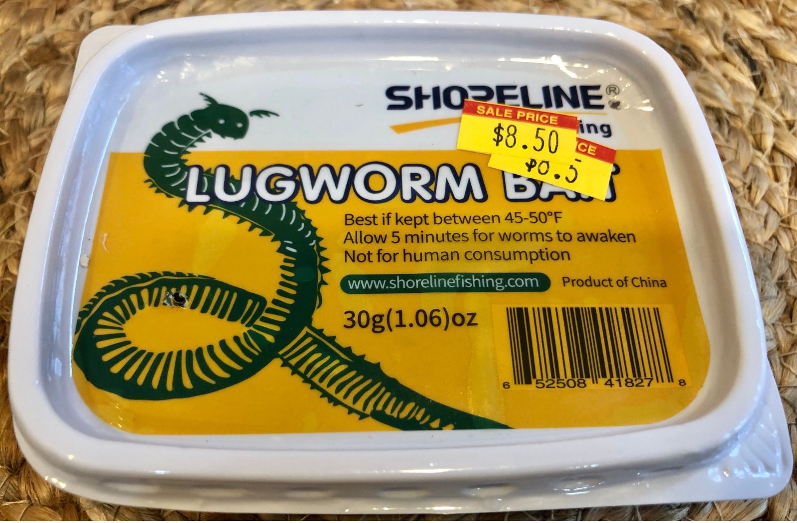 A Plastic Resealable Box of Lugworms for fishing